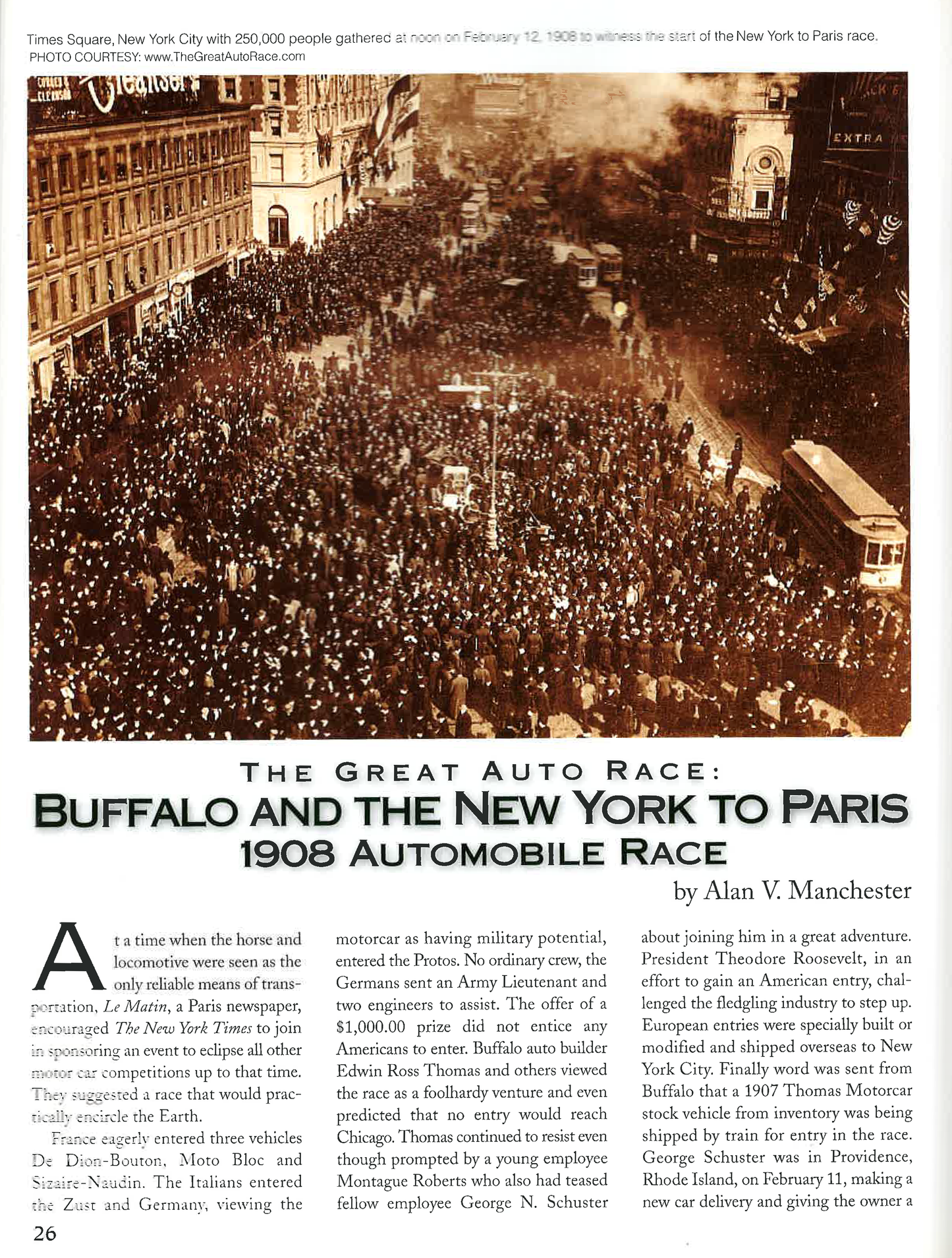 Thomas Flyer-NY to Paris Auto Race- WNY Heritage Magazine Winter 2008