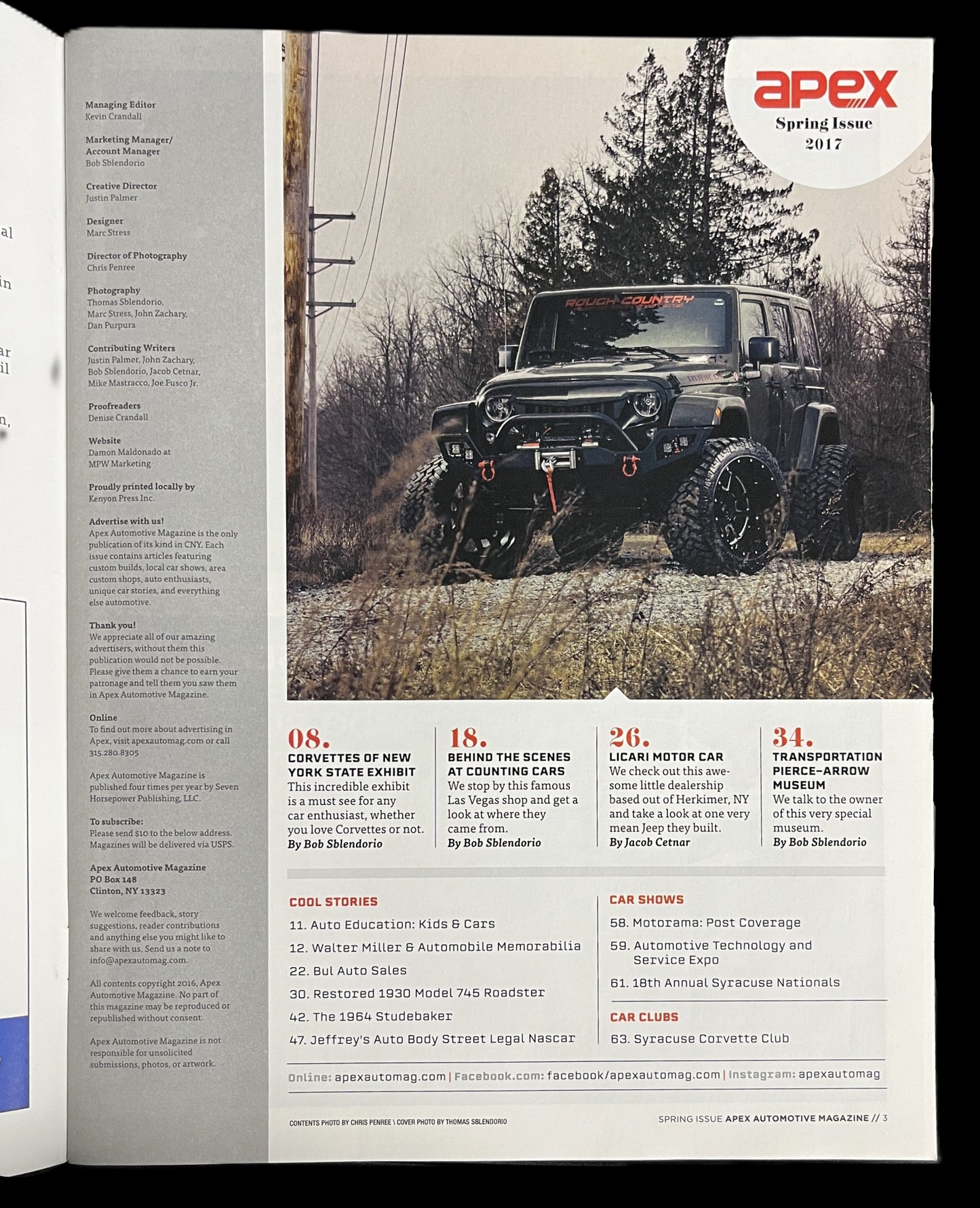 Apex Magazine, Corvettes of NY, Spring 2017