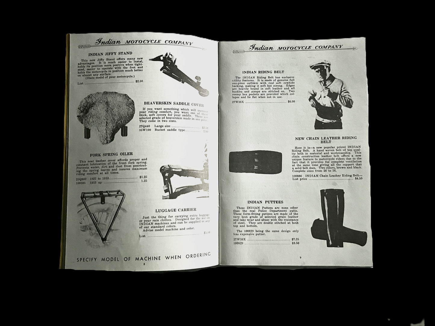 Indian Dealer's Catalog 1930s/1940s