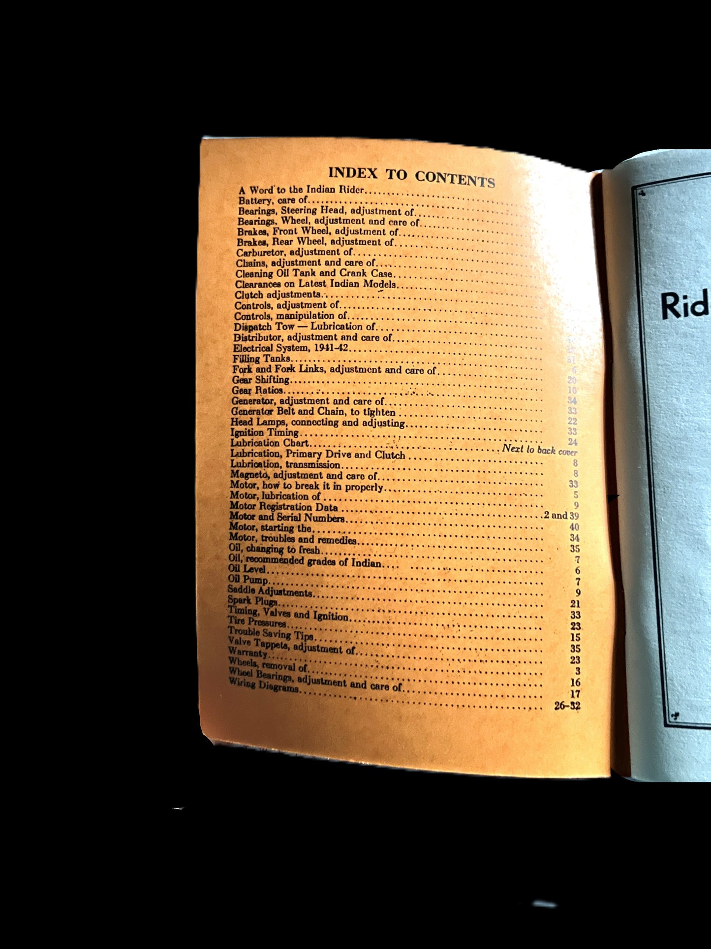 Indian Motorcycle Rider's Instruction Book