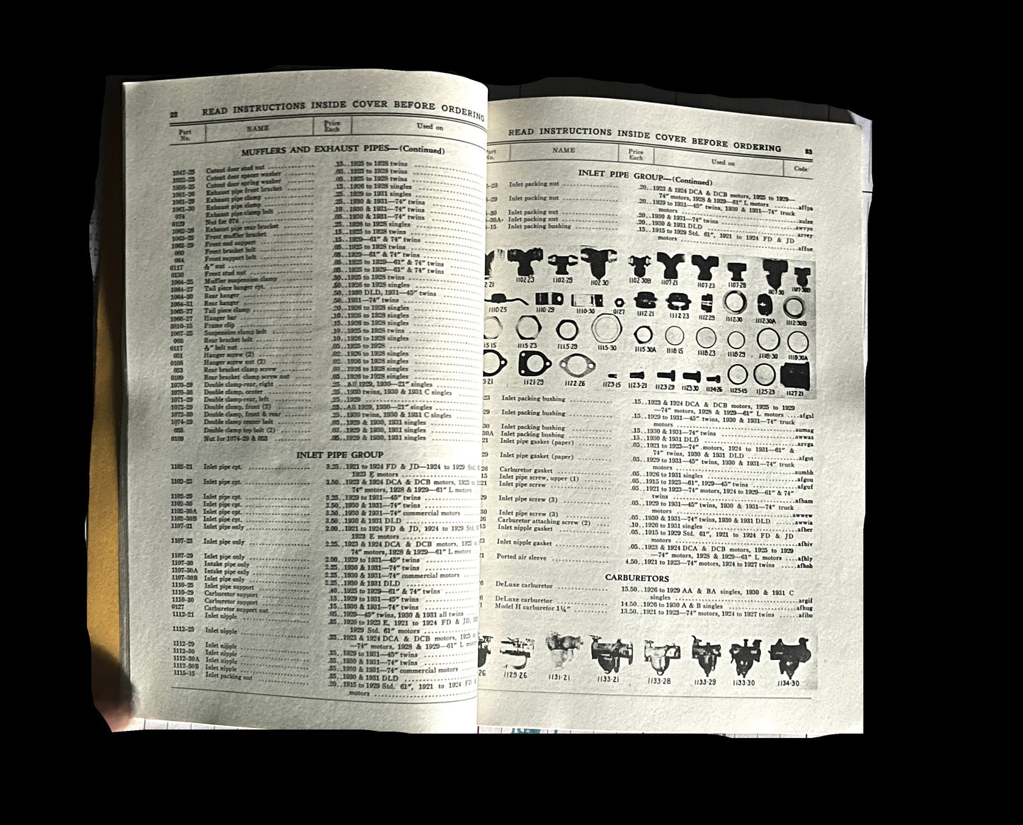 Spare Parts for Harley-Davidson Motorcycles and Sidecars, 1927 to 1931, Reprint