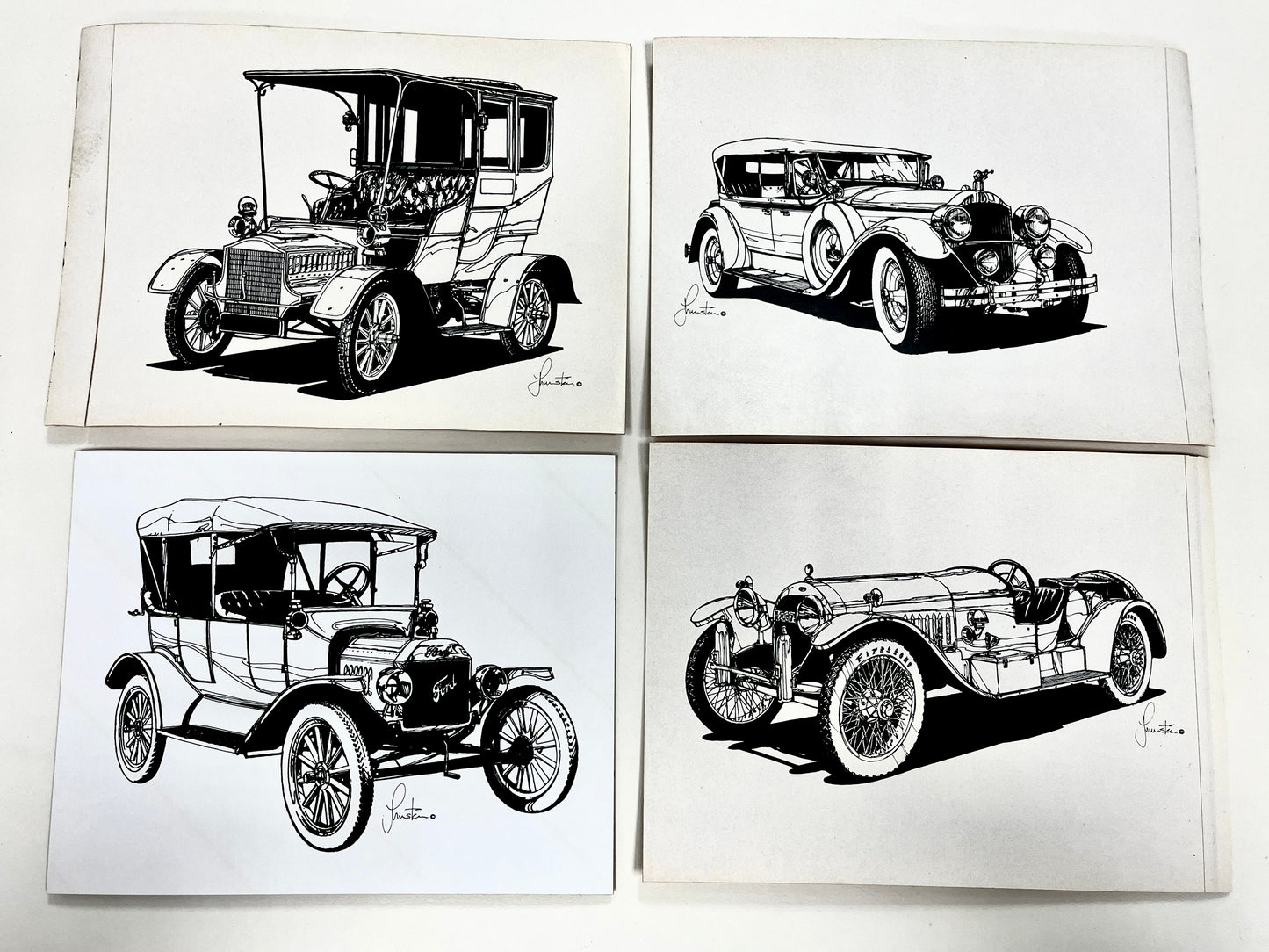 Set of 4 Antique Car Stickers