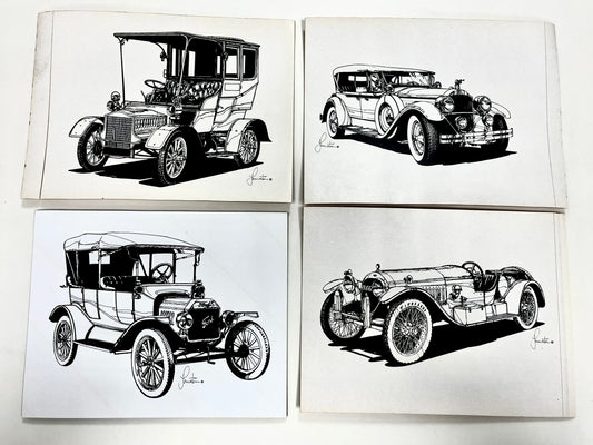Set of 4 Antique Car Stickers
