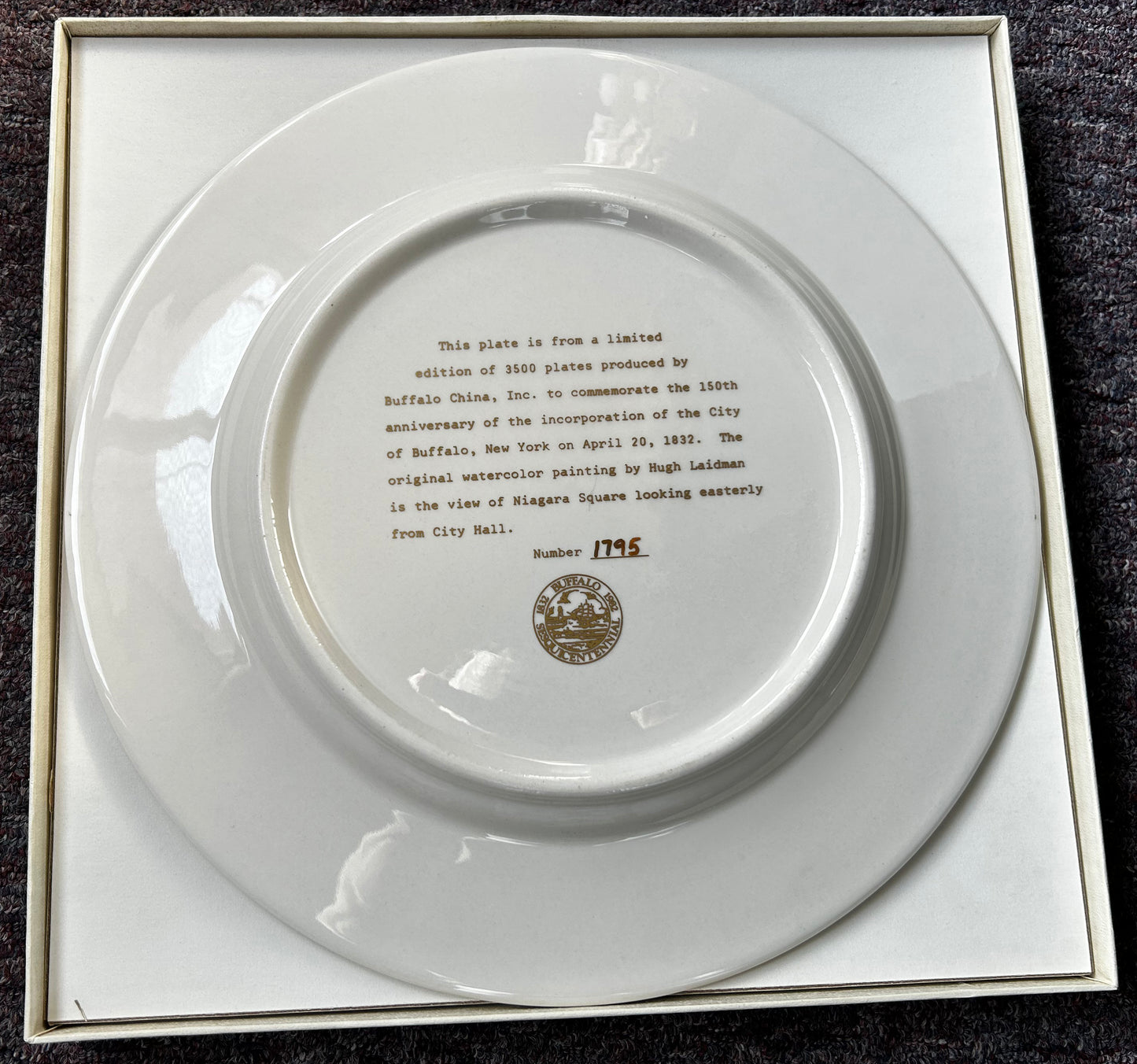 Buffalo Sesquicentennial Plate, Buffalo China, 1932-1982
